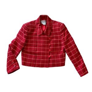 Vintage Carlisle Wool Blend Plaid Tweed Blazer